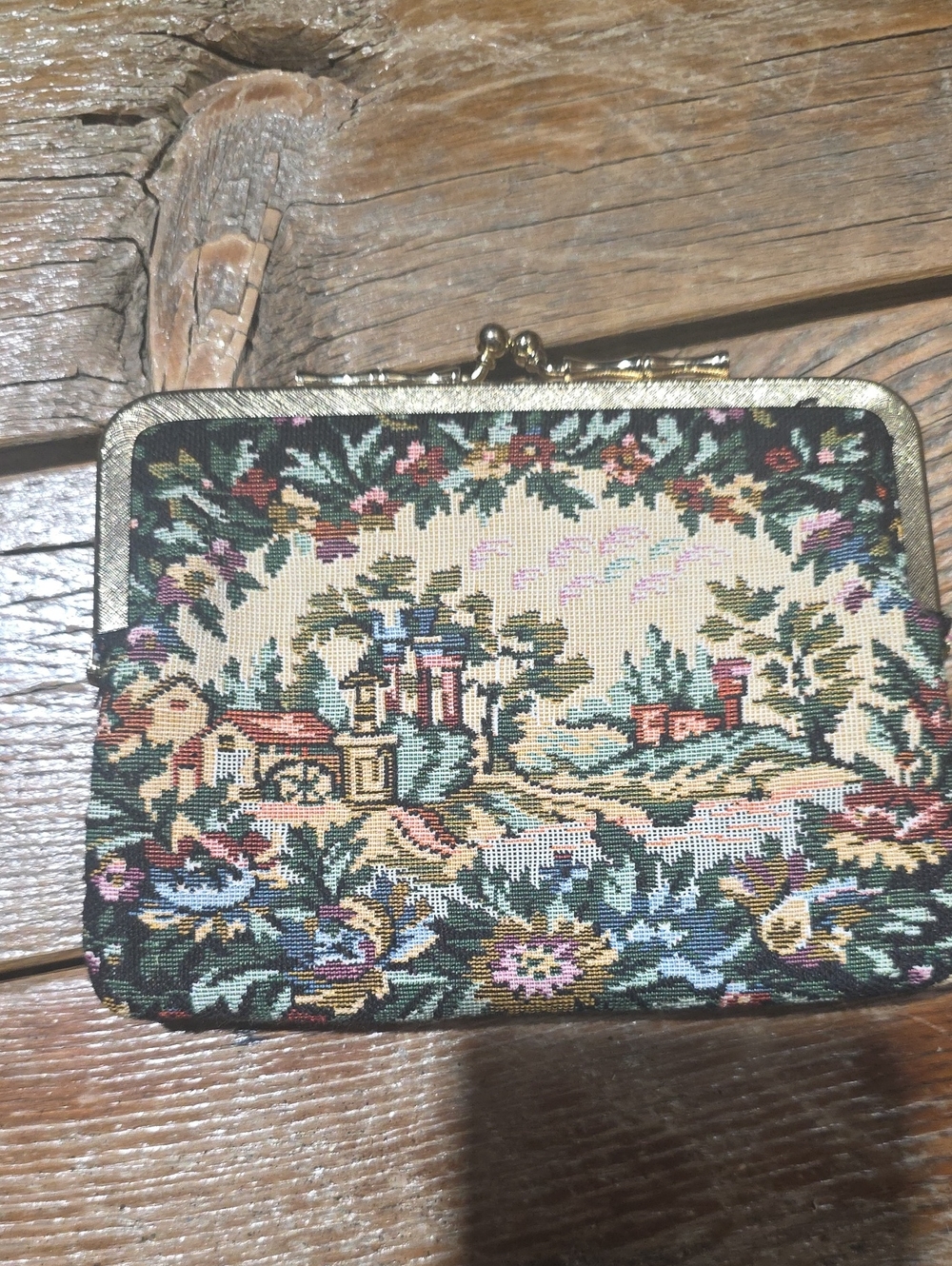 Vintage Tapestry Frame Clutch Purse - Multicolor